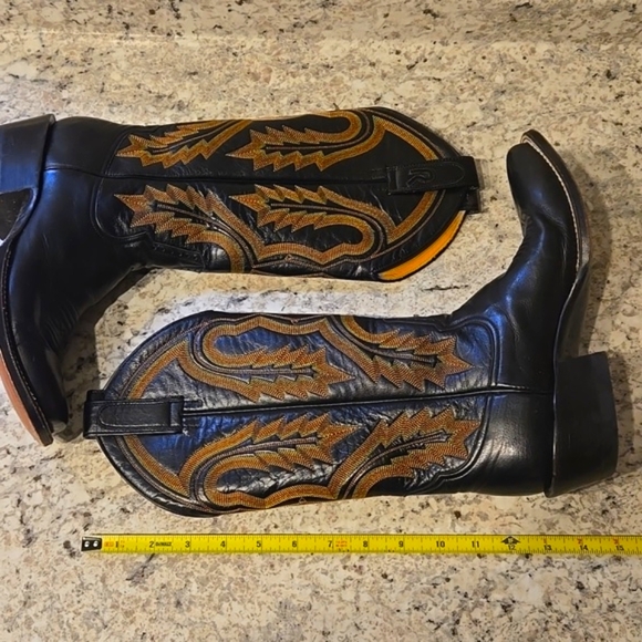 Rod Patrick Custom Black Florence Buffalo Leather Western Cowboy Boots - Picture 7 of 17